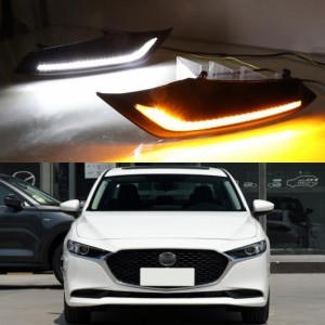 2ピース DRL 適用: MAZDA3 マツダ3 アクセラ 2019 2020 LED DRL ドライビング デイタイム ランニング ライト フォグランプ 調光 ターンシ