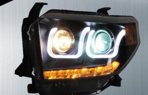 適用: トヨタ タンドラ ヘッドライト 2014-16 LED ヘッドランプ DRL プロジェクター H7 HID バイキセノン レンズ 4300K〜8000K 35W・55W 