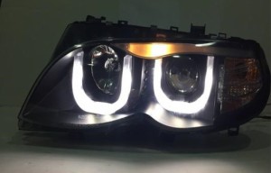 適用: BMW/ビーエムダブリュー E46 318 320 325 330 ヘッドライト 2002-2006 LED DRL BI キセノン レンズ ハイ ロー ビーム パーキング H