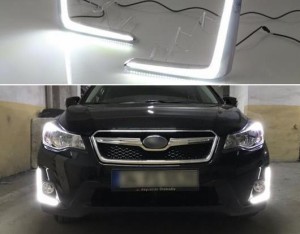 適用: スバル XV 2016 2017 調光 スタイル リレー 防水 クロームメッキ ABS カバー DRL 12V LED デイタイムランニングライト デイライト 