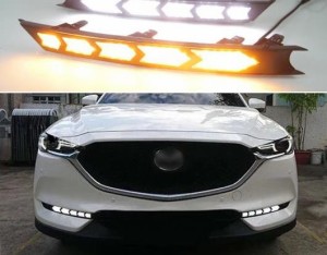 適用: マツダ CX-5 CX5 2017 2018 ダイナミック ターン イエロー シグナル 機能 防水 DRL 12V LED デイタイムランニングライト デイライ