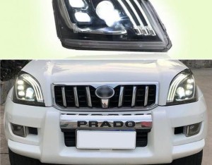 LED ヘッドライト 適用: トヨタ プラド 120 FJ120 2003-2009 LED DRL ダイナミック ターンシグナル レッド デビル アイ ヘッド ランプ ア