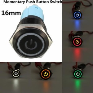 16mm LED 金属 プッシュ ボタン スイッチ 12V 5 ピン 押しボタン パワー フラット ヘッド スイッチ 防水 ホワイト〜グリーン AL-HH-1898 