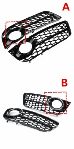 2ピース A5 フロント バンパー フォグライト ランプ グリル カバー メッシュ ハニカム HEX 適用: アウディ/AUDI クーペ/スポーツバック 0