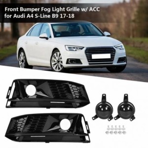 ペア 適用: ハニカム フロント バンパー フォグライト グリル W/ACC アウディ/AUDI A4 Sライン B9 2017-2018 AL-JJ-0224 AL