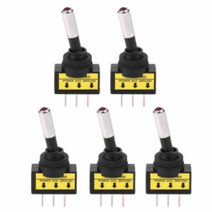 AL ロッカー スイッチ 5ピース 12V 20A オートバイ バイク レッド LED DOT ライト オン-オフ ロッカー トグル スイッチ 適用: 12V モータ