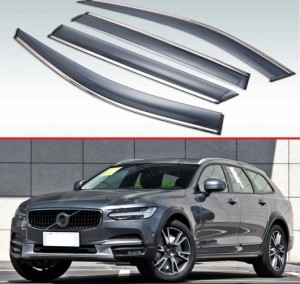 適用: ボルボ/VOLVO S90 2017 2018 2019 プラスチック ウインドウ バイザー レイン サンバイザー シールド アクセサリー 4ピース AL-KK-0