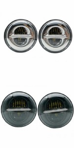 ペア 7 LED DRL H4 ヘッドライト 適用: ジープ/JEEP ラングラー 7インチ LED ヘッドランプ ホワイト DRL + アンバー 適用: ラーダ/LADA 2