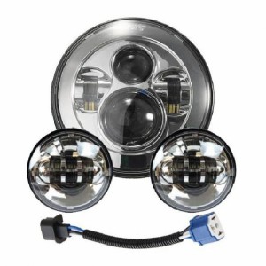 7 LED プロジェクター 883 ヘッドライト + 4 1/2 パッシング ライト 適用: ツーリング エレクトラ グライド ブラック 7インチ LED ヘッド