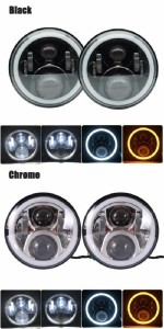 7インチ LED ヘッドライト 60W LED ヘッドライト 適用: 自動車 オートバイ ハイ ロー ビーム ラウンド プロジェクター ヘッドライト 1ペ