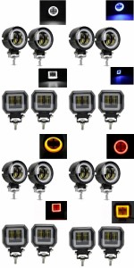 2ピース 3インチ 40W 防水 ラウンド LED エンジェルアイ ライト バー 12V 24V 6500K ホワイト オートバイ オフロード LED ワーク ライト 