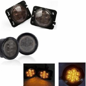 LED フロント ターンシグナルライト 適用: ジープ/JEEP ラングラー JK 2007-2018 スモーク レンズ イエロー アンバー エンジェル アイ ラ