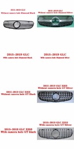 AL フロント グリル GT バーチカル バー ミドル グリル 適用: メルセデスベンツ GLC X253 W253 2015-2019 スタイル 1〜スタイル 8 AL-KK-