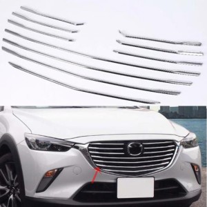 10ピース 適用: マツダ CX-3 CX3 2016 2017 2018 フロント グリル カバー トリム モールディング クローム ABS ボンネット ガーニッシュ 