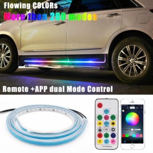 カラフル LED フレキシブル フロー ドア ウェルカムライト ストリップ リモート APP コントロール スカッフ シル パネル RGB ネオン ラン