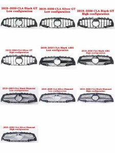 適用: メルセデス・ベンツ CLA W118 C118 2019-2020 ミドル グリル AMG GT ABS プラスチック フロント バンパー センター グリル グリル 