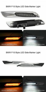 スモーク レンズ シルバー クローム 仕上げ LED サイド マーカー ランプ ランニング ライト 適用: BMW 1 3 5シリーズ E60 E80 E90 スモー