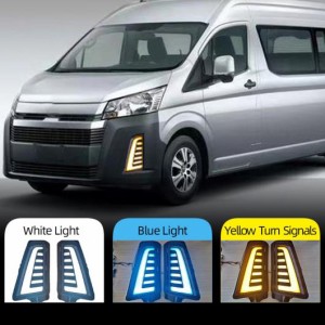 1ペア LED DRL フォグランプ 適用: トヨタ ハイエース 2019 2020 12V LED デイタイムランニングライト イエロー ウインカー ホワイト イ