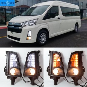 1ペア LED DRL フォグランプ 適用: トヨタ ハイエース 2019 2020 12V LED デイタイムランニングライト イエロー ウインカー ホワイト イ