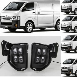 1セット LED DRL デイタイムランニングライト DAYLGHTS フォグランプ ホール 適用: トヨタ ハイエース 2014 2015 2016 2017 2018 WTIH ウ