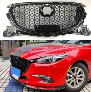 ABS 光沢ブラック フロント バンパー メッシュ グリル トリム カバー 適用: MAZDA3 アクセラ 2017 2018 2019 AL-OO-3158 AL