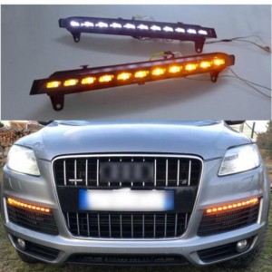 ダイナミック ウインカー ウインカー DRL 防水 12V LED デイタイムランニングライト フォグランプ 適用: アウディ/AUDI Q7 2006 2007 200