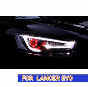 ヘッド ランプ 適用: 三菱 ランサー LED ヘッドライト 2009-2016 ヘッドライト EVO DRL ウインカー ハイ ビーム キセノン・LED イビルア