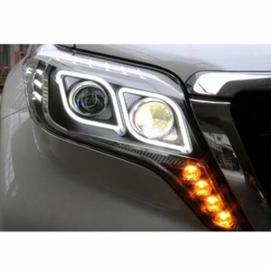 適用: トヨタ 2015-2017 プラド LED ヘッドライト LED DRL HID ヘッド ランプ エンジェル アイ バイキセノン ダブル ビーム ヘッドライト