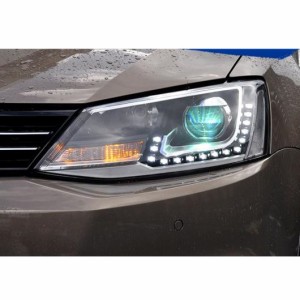 適用: VW ジェッタ ヘッドライト 2012-2015 ジェッタ LED ヘッドライト ヘッド ランプ LED DRL プロジェクター ヘッドライト H7 HID バイ