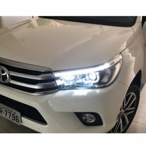 適用: トヨタ ハイラックス ヘッドライト 2015-2017 レボ LED ヘッドライト DRL HID ヘッド ランプ エンジェル アイ バイキセノン アクセ