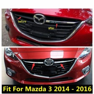 アクセサリー 適用: MAZDA3 アクセラ ハッチバック セダン 2014 2015 2016 フロント フェイス グリル グリル 装飾 ストリップ モールディ