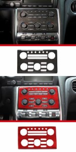 リアル カーボンファイバー センター コンソール エアコン CD コントロール パネル 装飾 ステッカー トリム 適用: 日産 GTR R35 08-16 A 