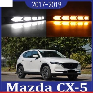 2ピース 適用: マツダ CX-5 CX5 2017 2018 2019 LED デイタイム ランニング ライト DRL フォグランプ ホール イエロー ウインカー ランプ