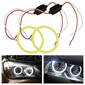 80mm COB LED ヘッドライト DRL デイタイムランニングライト オート ハロー リング LED エンジェルアイ 12V デイ ライト ウインカー AL-R