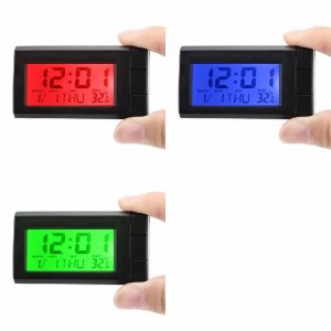 AL ミニ 2 イン 1 LCD デジタル ディスプレイ 時計 温度 ディスプレイ エレクトロニック 時計 セルフ-接着剤 オーナメント オート レッド