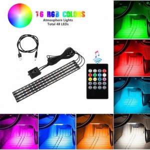 4ピース ウルトラ 薄型 RGB 12 48 LED インテリア ネオン 装飾 ストリップ ライト ミュージック リモート コントロール コントローラー 