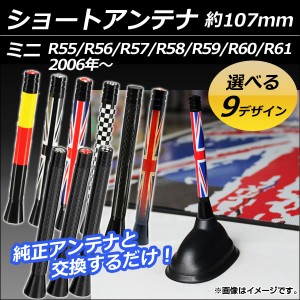 ショートアンテナ 約107mm ミニ(BMW) R55/R56/R57/R58/R59/R60/R61 2006年〜 選べる9デザイン AP-ATENA-D