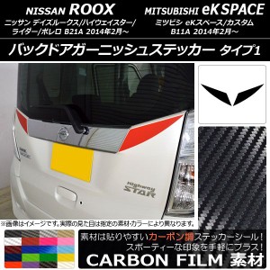 バックドアガーニッシュステッカー カーボン調 タイプ1 ニッサン/ミツビシ デイズ/eKスペース B21A/B11A 選べる20カラー 入数：1セット(2