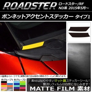 ボンネットアクセントステッカー マット調 タイプ1 マツダ ロードスター/ロードスターRF ND系 2015年05月〜 色グループ1 入数：1セット(2