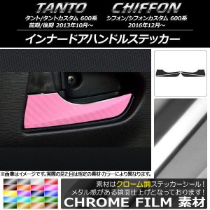 インナードアハンドルステッカー クローム調 ダイハツ/スバル タント/カスタム,シフォン/カスタム 600系 選べる20カラー AP-CRM937