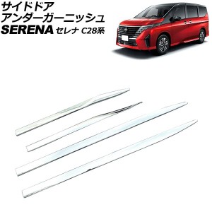 サイドドアアンダーガーニッシュ 日産 セレナ C28系(FC28/FNC28/GFC28) ハイウェイスター専用 2022年12月〜 鏡面シルバー ABS製 入数：1