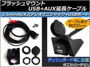 AP フラッシュマウントUSB+AUX延長ケーブル 約200cm 12V RCA(オス・音声L/R/映像)+USB 汎用 AP-EC023 入数：1セット(6点)