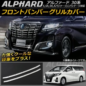 フロントバンパーグリルカバー トヨタ アルファード/アルファードハイブリッド 30系 2015年01月〜 ステンレス AP-FG017