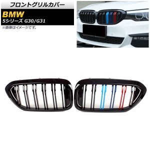 フロントグリルカバー BMW 5シリーズ G30/G31 2017年〜2020年 ブラック×Mカラー Eタイプ ABS製 ダブルバー 入数：1セット(2個) AP-FG335