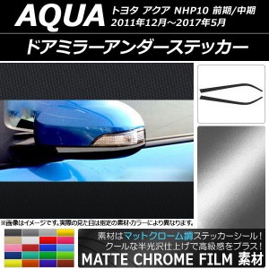 ドアミラーアンダーステッカー マットクローム調 トヨタ アクア NHP10 前期/中期 2011年12月〜2017年05月 選べる20カラー 入数：1セット(