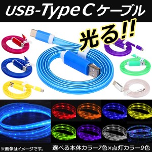 USB 変換ケーブル Type-C 1m 暗闇で美しく光る！ 充電/同期/データ転送に！ 選べる7カラー 点灯色2 AP-TH740