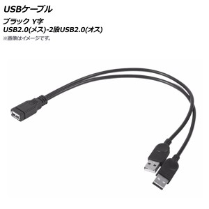 AP USBケーブル ブラック USB2.0(メス)-2股USB2.0(オス) Y字 AP-UJ0521