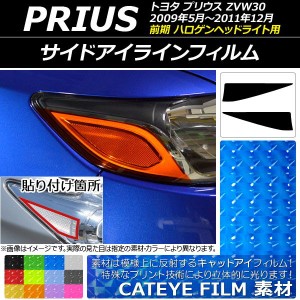 アイラインフィルム キャットアイタイプ トヨタ プリウス ZVW30 前期 ハロゲンヘッドライト用 選べる12カラー 入数：1セット(2枚) AP-YLC