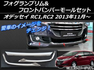 フォグランプリム＆フロントバンパーモールセット ホンダ オデッセイ RC1,RC2 G/G・EX 2013年11月〜 シルバー ABS樹脂 APSINA-ODRC-01 入