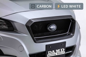 ダムド/DAMD ライトニンググリル スバル レヴォーグ VMG/VM アプライドD型〜 2014年〜2020年 カーボン(クリア塗装品)＋LEDホワイト